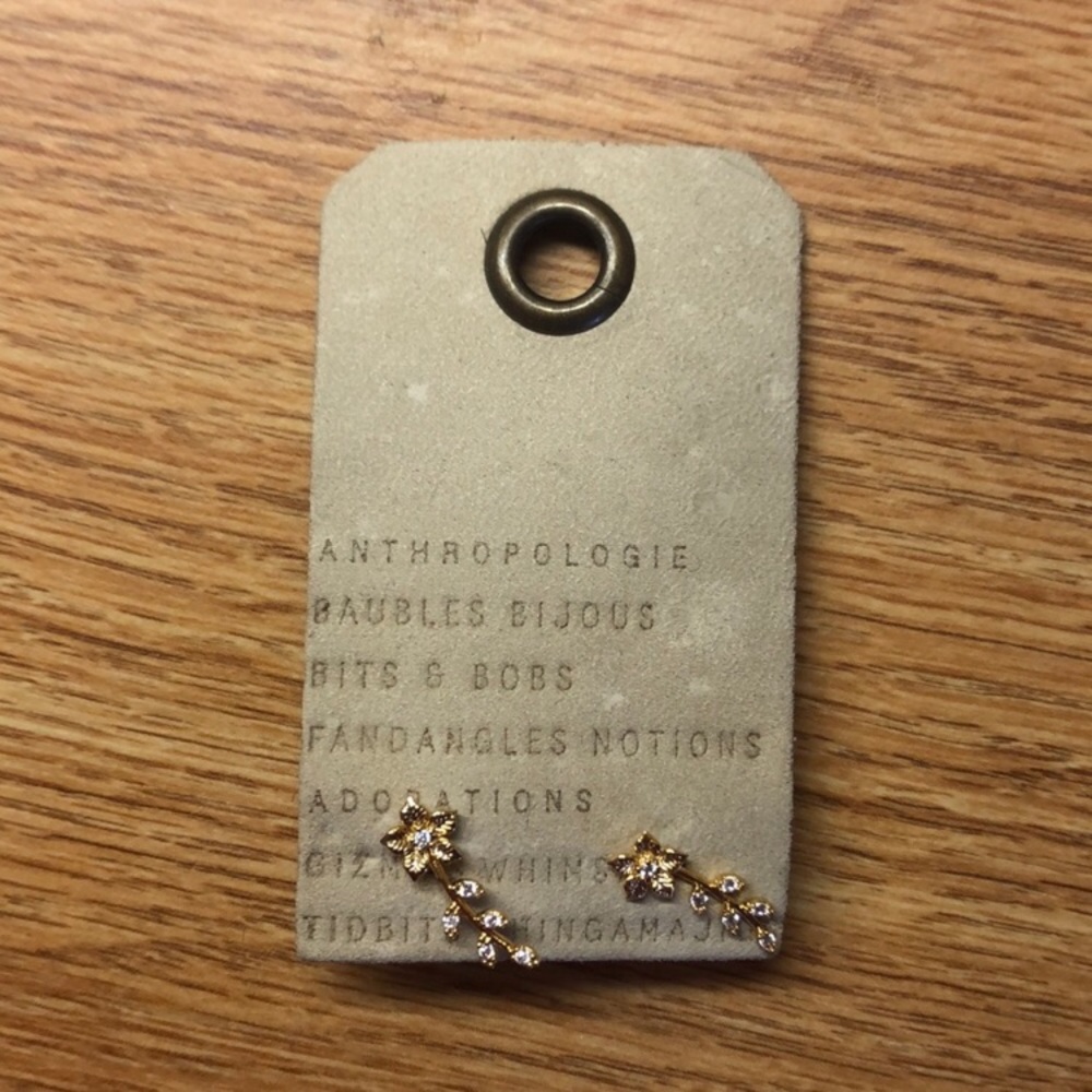 Anthropologie NWT Gold Floral Climber Earring
